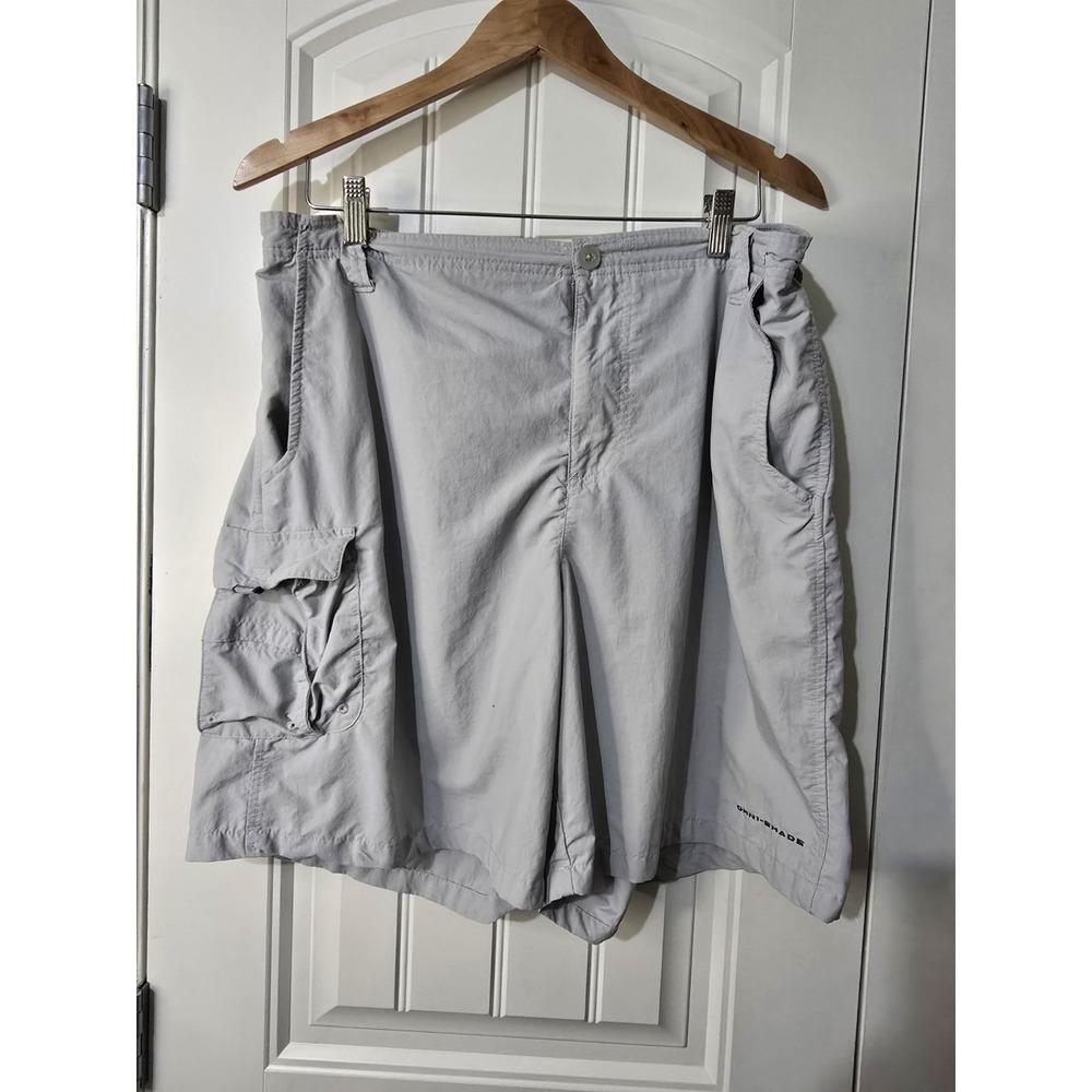 Columbia PFG Omni-Shade Mens Cargo Shorts Light Grey XL Performance Fishing Gear